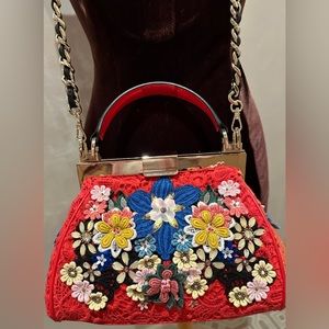 Alice and Olivia heavy lace embroidered with ornament rare Handbag. Vintage